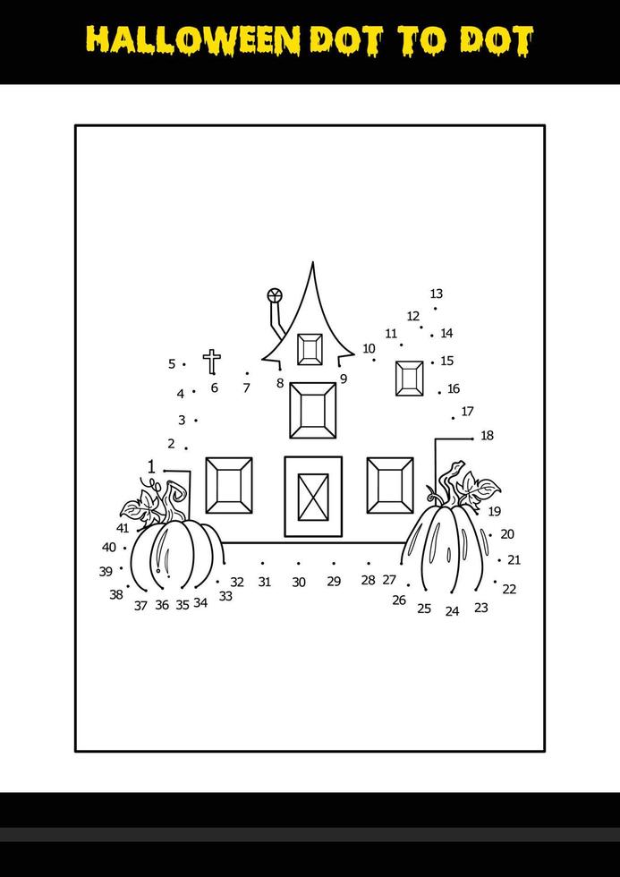 Halloween dot to dot coloring page for kids. Line art coloring page design for kids. vector