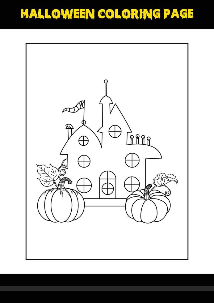 Halloween coloring page for kids. Line art coloring page design for kids. vector