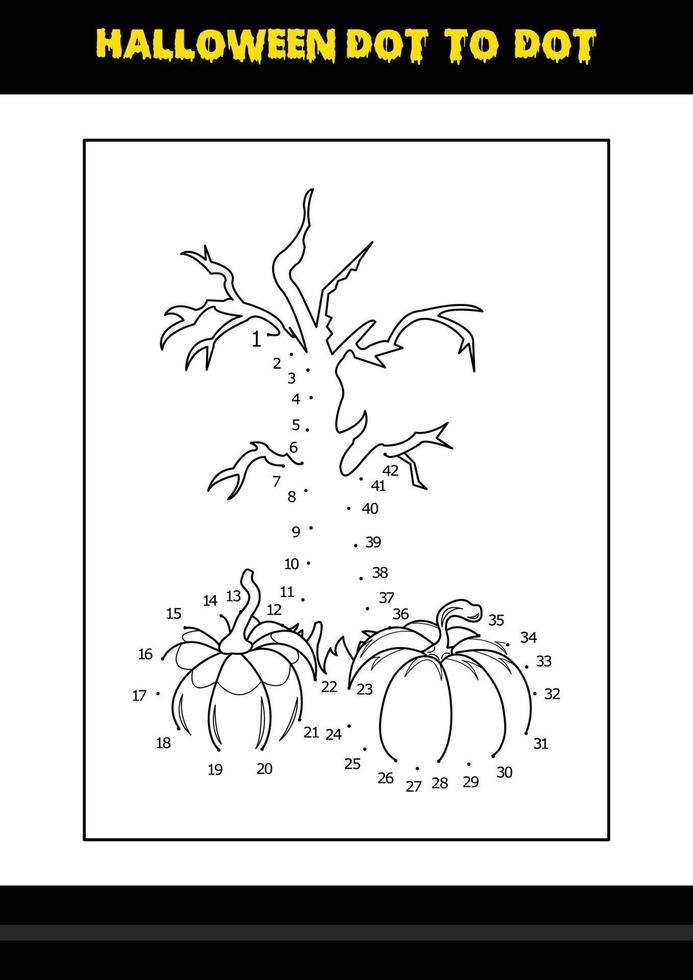 Halloween dot to dot coloring page for kids. Line art coloring page design for kids. vector