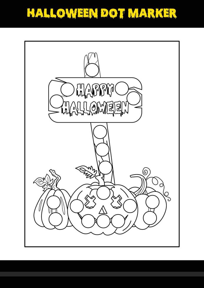 Halloween dot coloring page for kids. Line art coloring page design for kids. vector