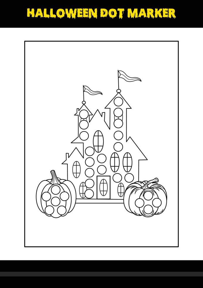 Halloween dot coloring page for kids. Line art coloring page design for kids. vector