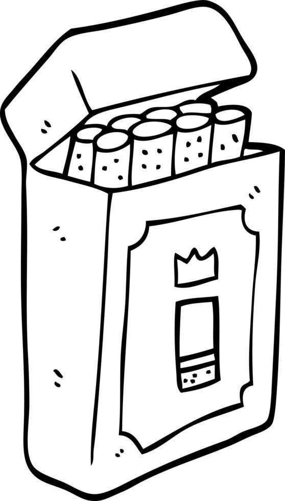 line drawing cartoon pack of cigarettes vector