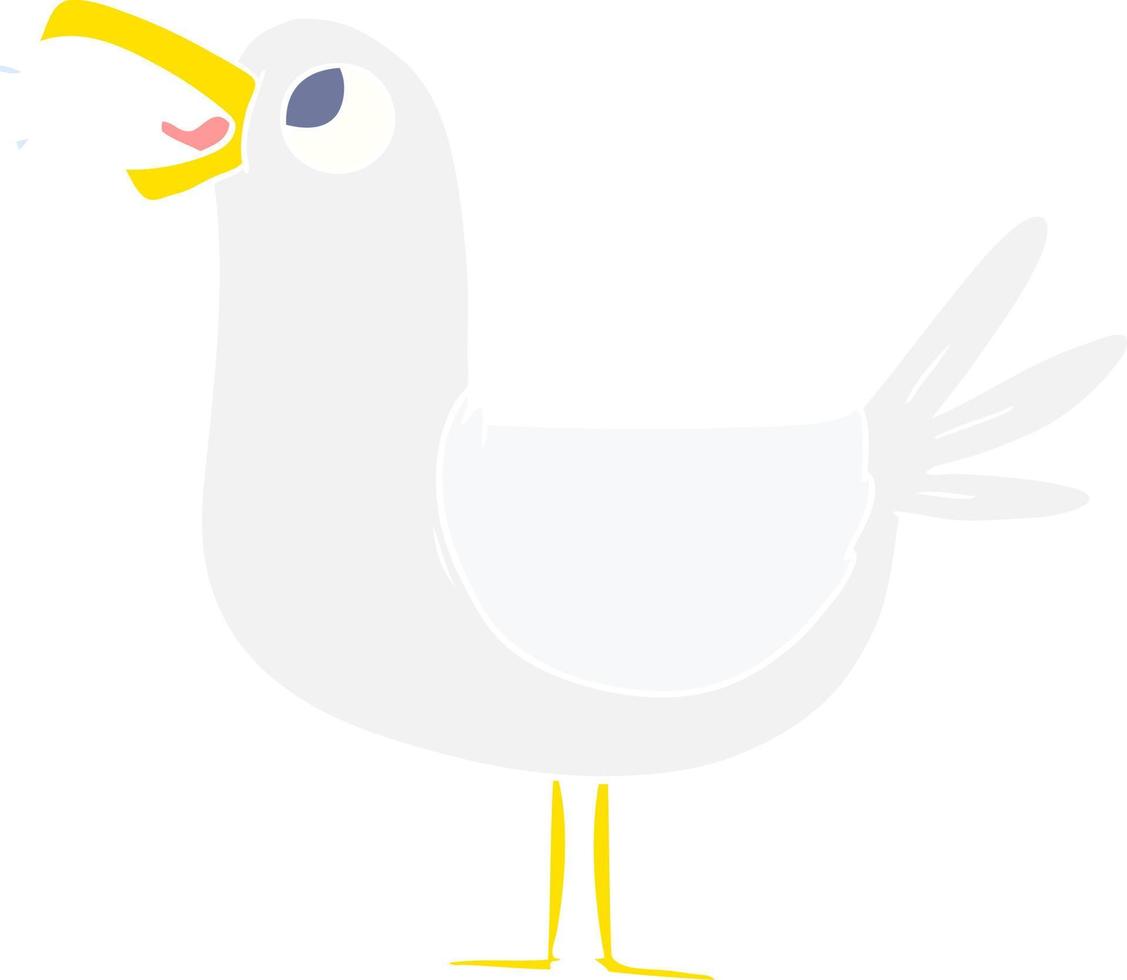 gaviota de dibujos animados de estilo de color plano vector