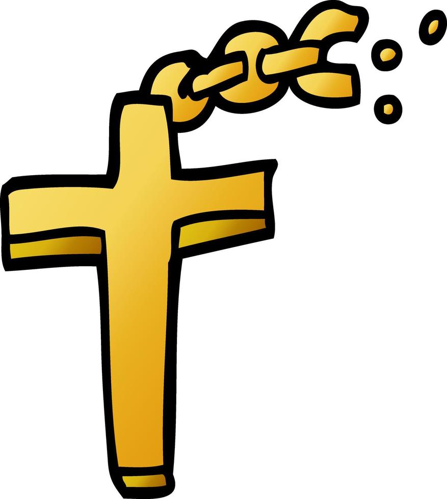 cartoon doodle crucifix on chain vector