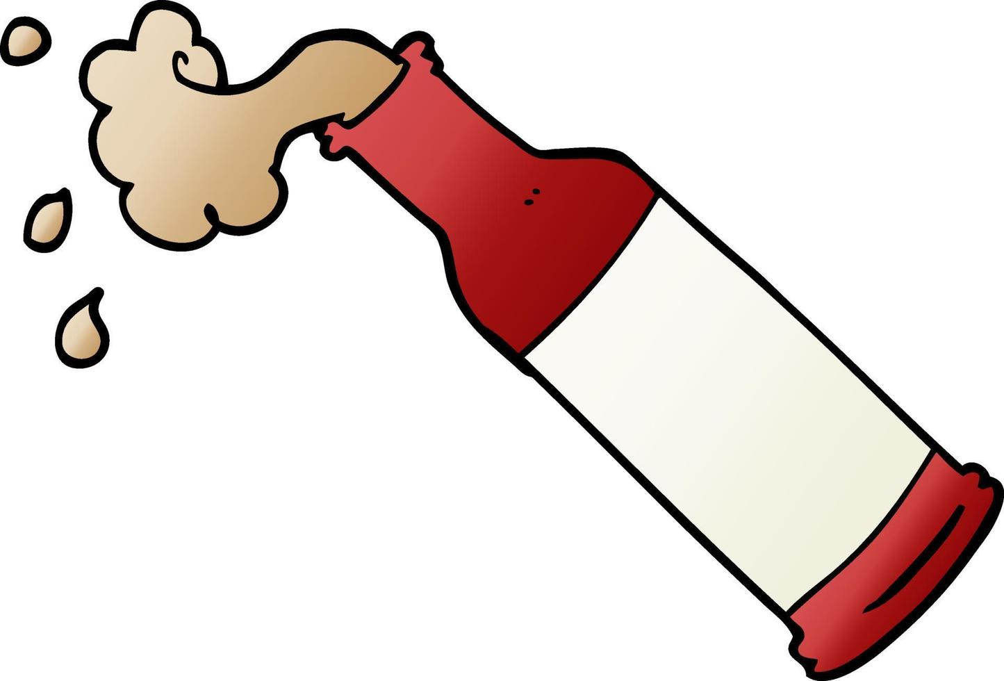 cartoon doodle foaming beer bottle vector