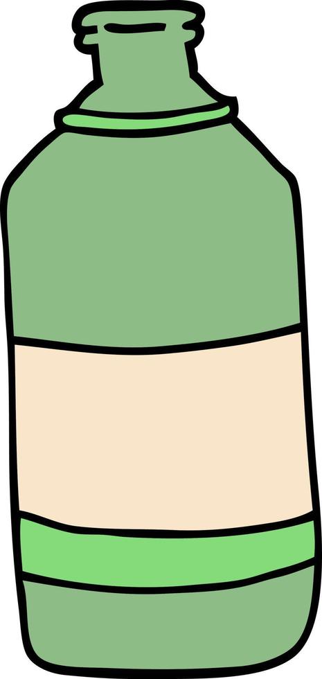 cartoon doodle old green bottle vector