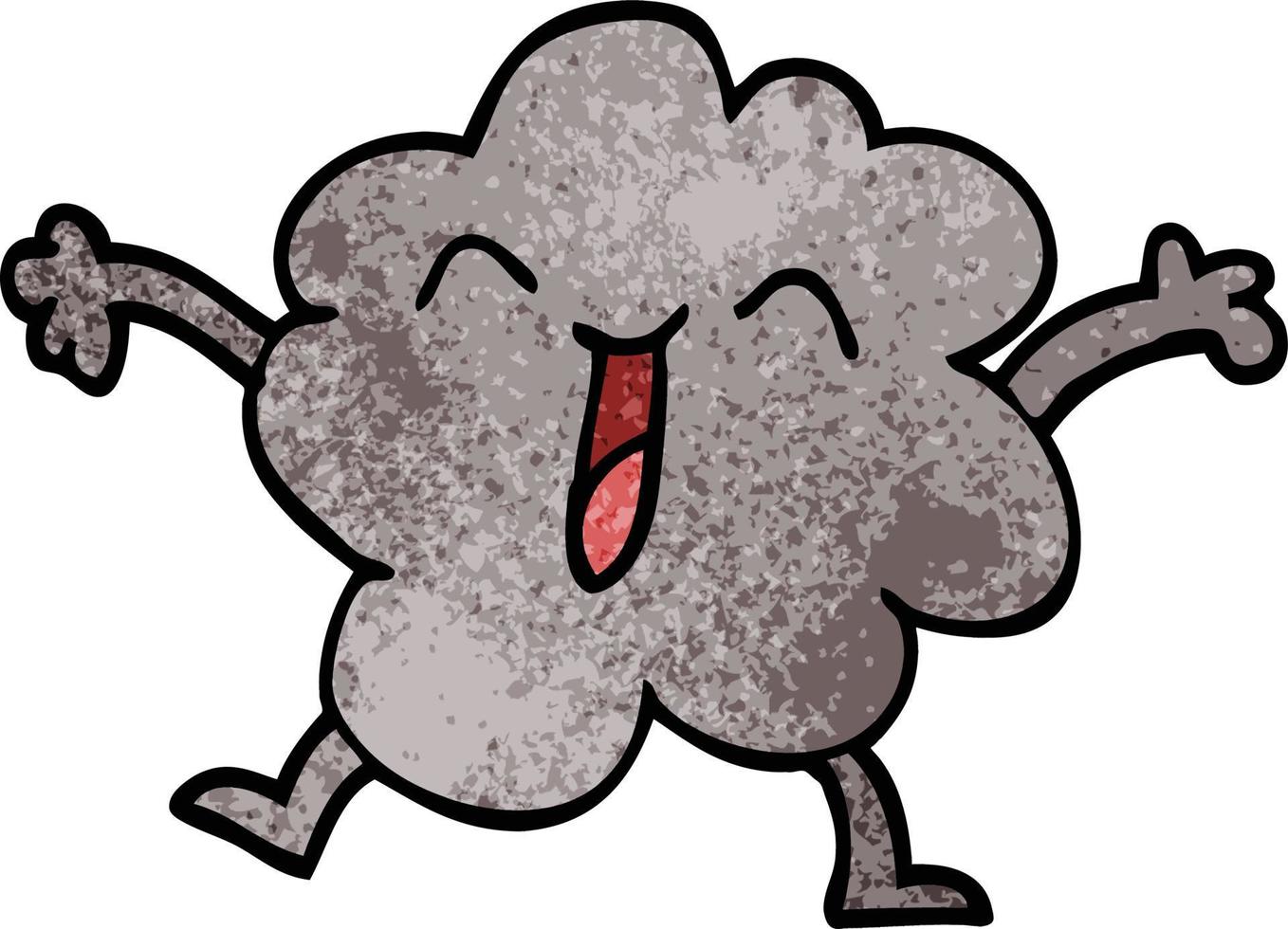 cartoon doodle happy grey cloud vector
