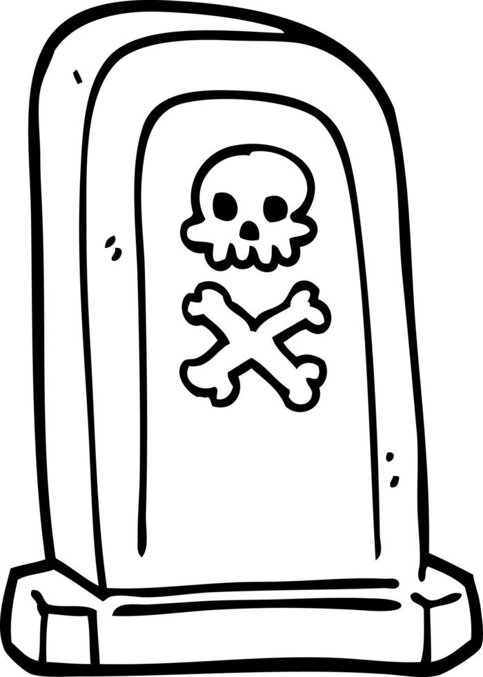 line drawing cartoon grave stone vector