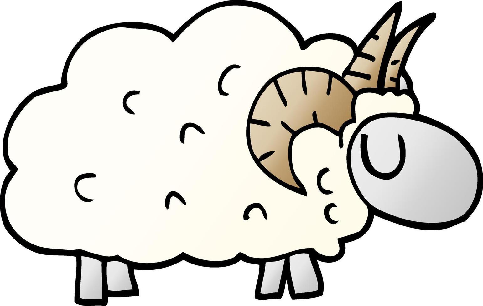 caricatura, garabato, ovejas, con, cuernos vector