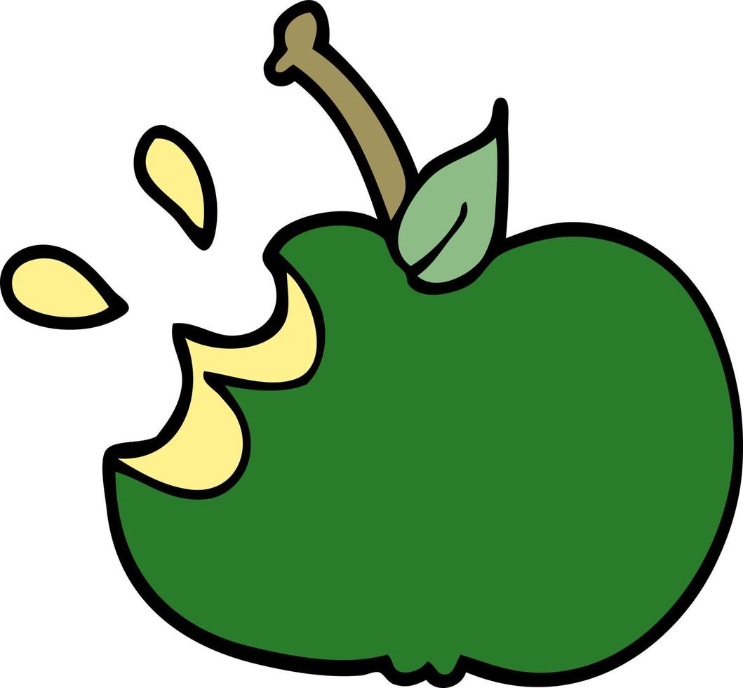 cartoon doodle juicy bitten apple vector