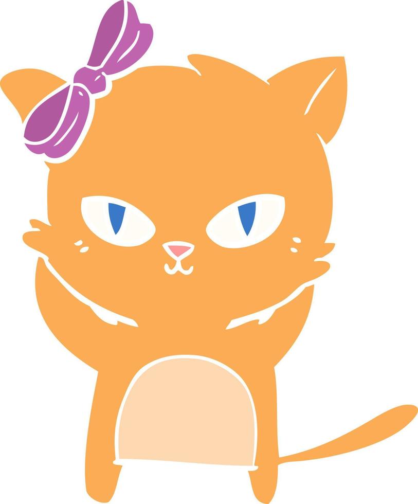 lindo gato de dibujos animados de estilo de color plano vector