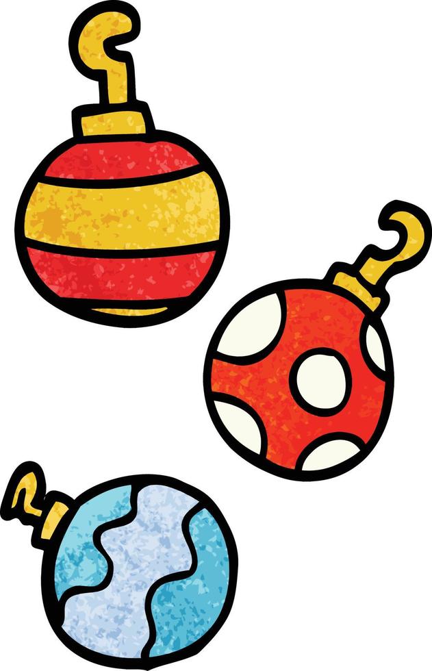 cartoon doodle xmas baubles vector