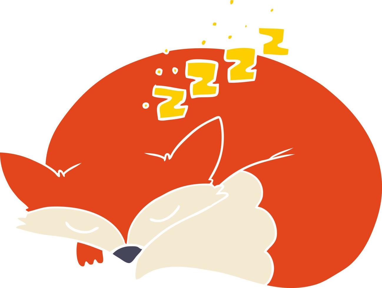 flat color style cartoon sleeping fox vector