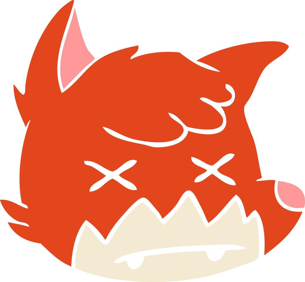 flat color style cartoon dead fox face vector