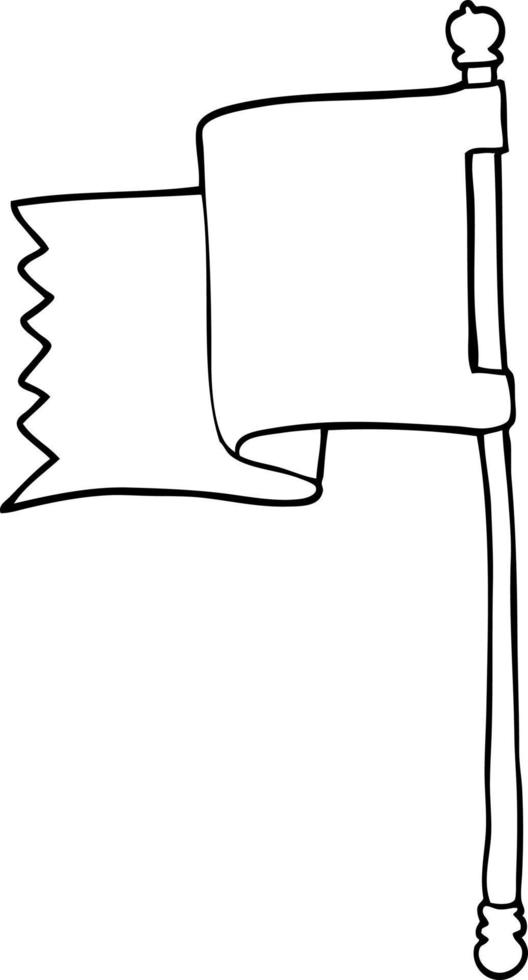 line drawing cartoon of a blue flag vector