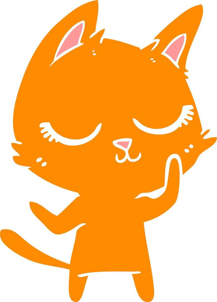 calm flat color style cartoon cat vector