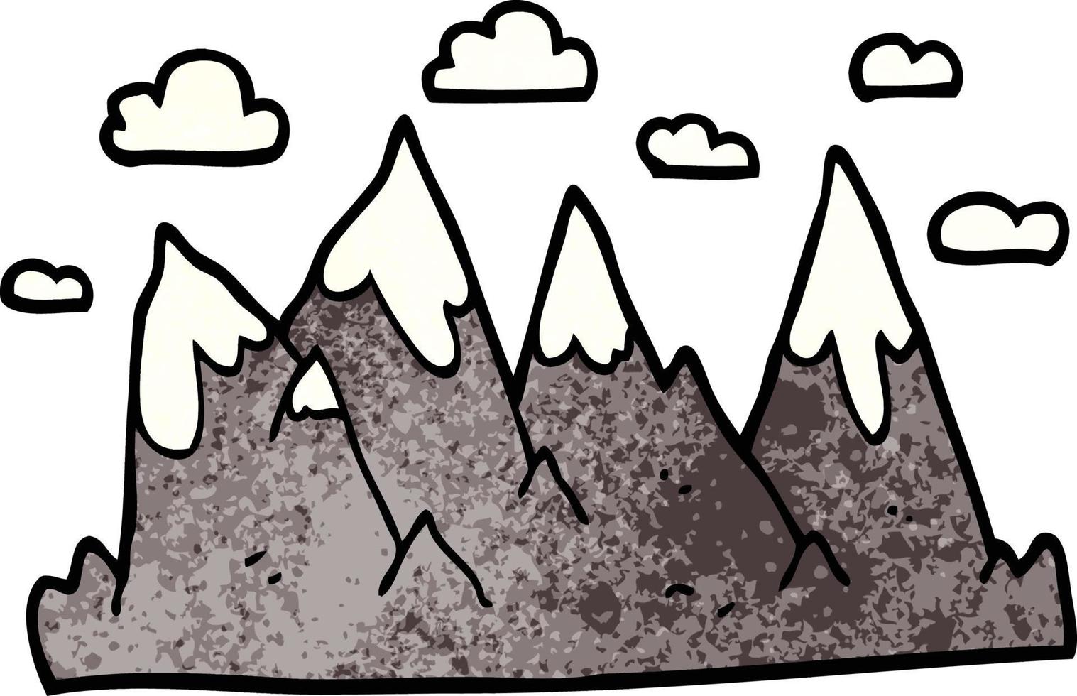 cartoon doodle mountain range vector