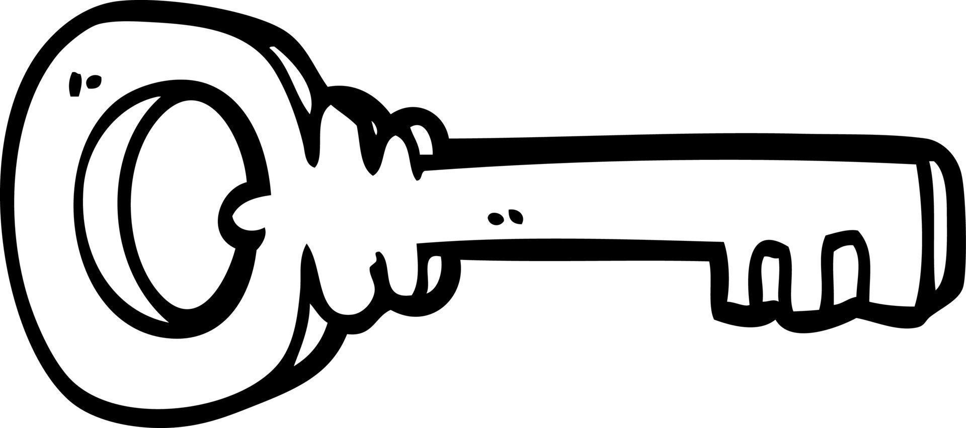 line drawing cartoon metal key vector