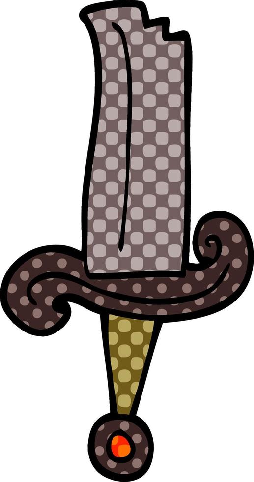 cartoon doodle jeweled sword vector