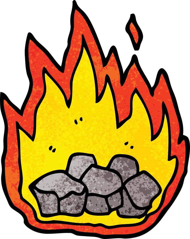 cartoon doodle burning coals vector