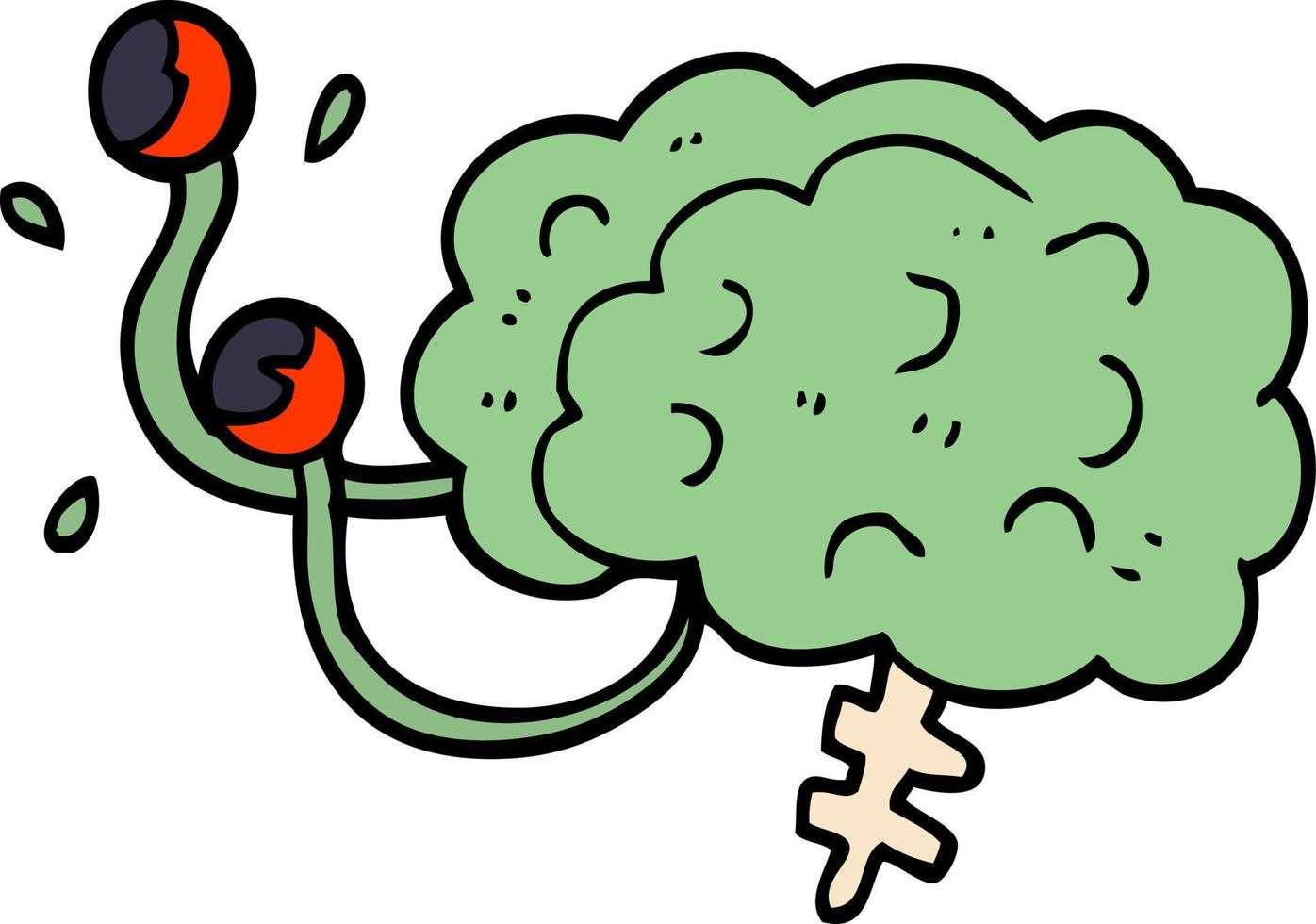 cartoon doodle monster brain vector