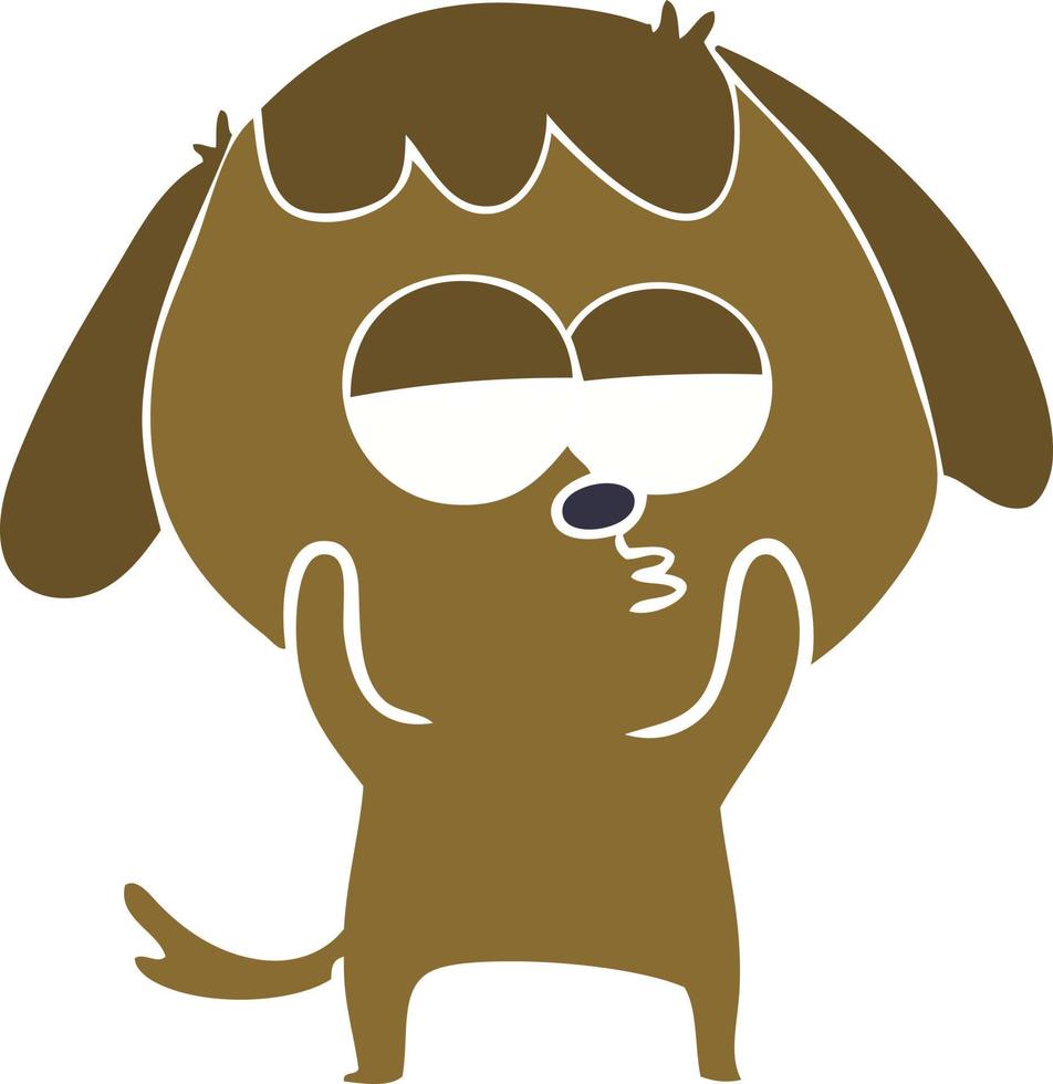 perro aburrido de dibujos animados de estilo de color plano vector