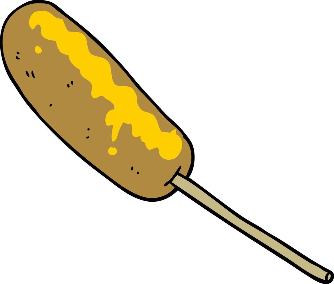 cartoon hotdog on a stick vector