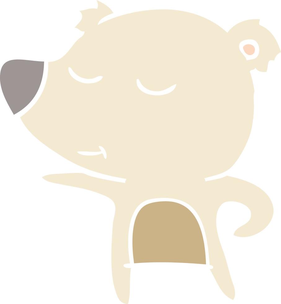 happy flat color style cartoon bear pointing vector