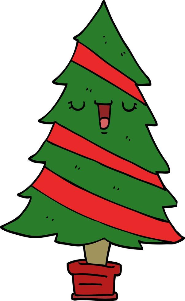 arbol de navidad de dibujos animados vector