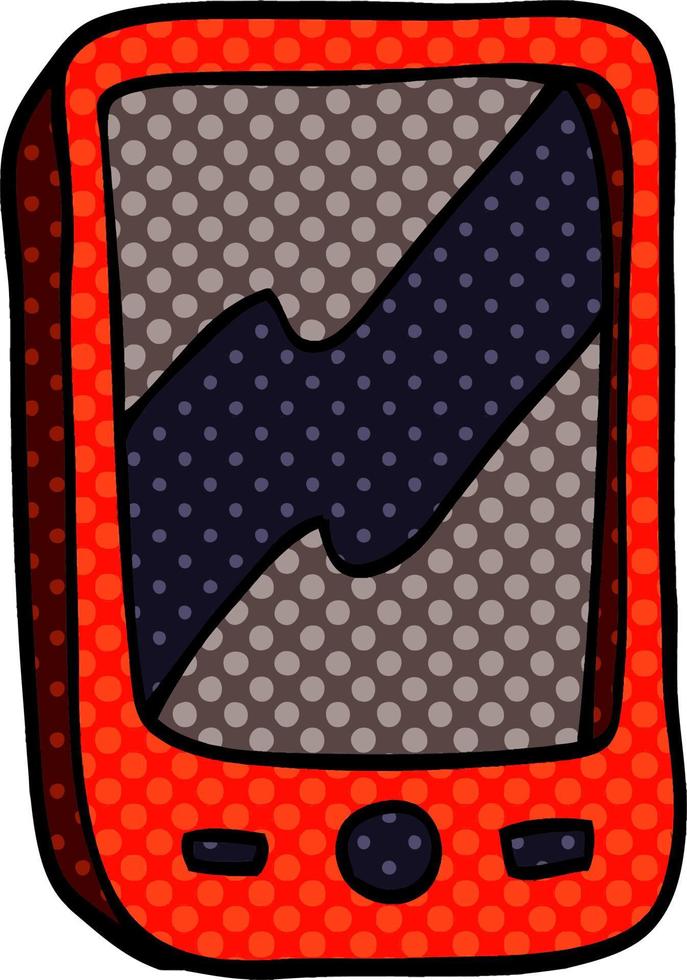 cartoon doodle of a red mobile phone vector