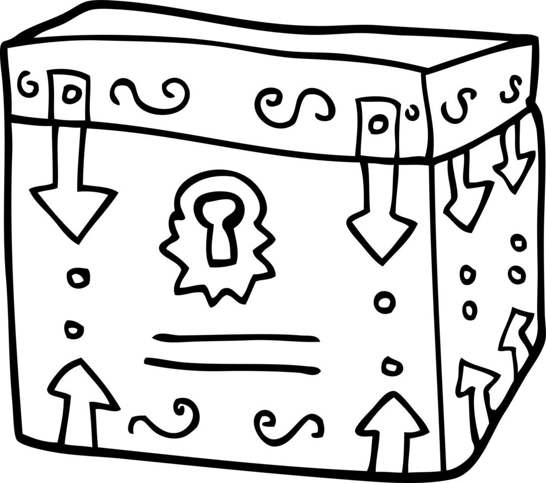 line drawing cartoon magical chest vector