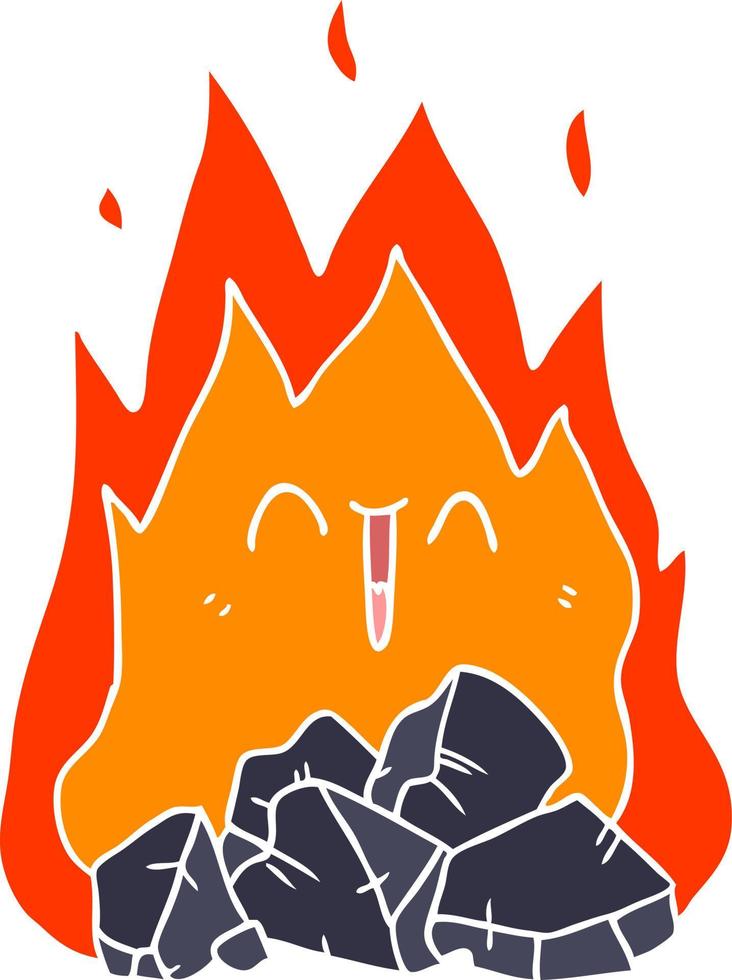 fuego de carbón ardiente de dibujos animados de estilo de color plano  12137015 Vector en Vecteezy