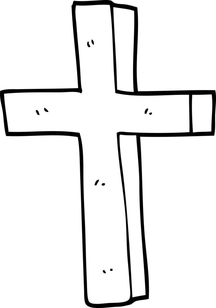 line drawing cartoon of a gold cross vector