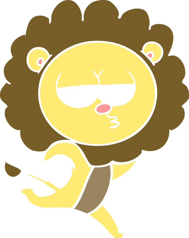 flat color style cartoon running lion vector