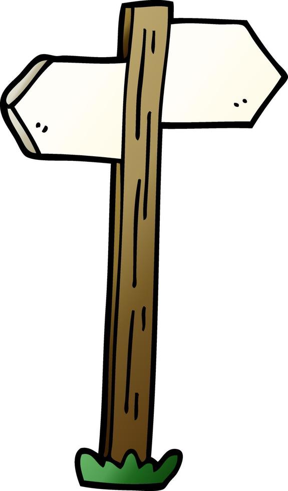 cartoon doodle painted direction sign posts vector