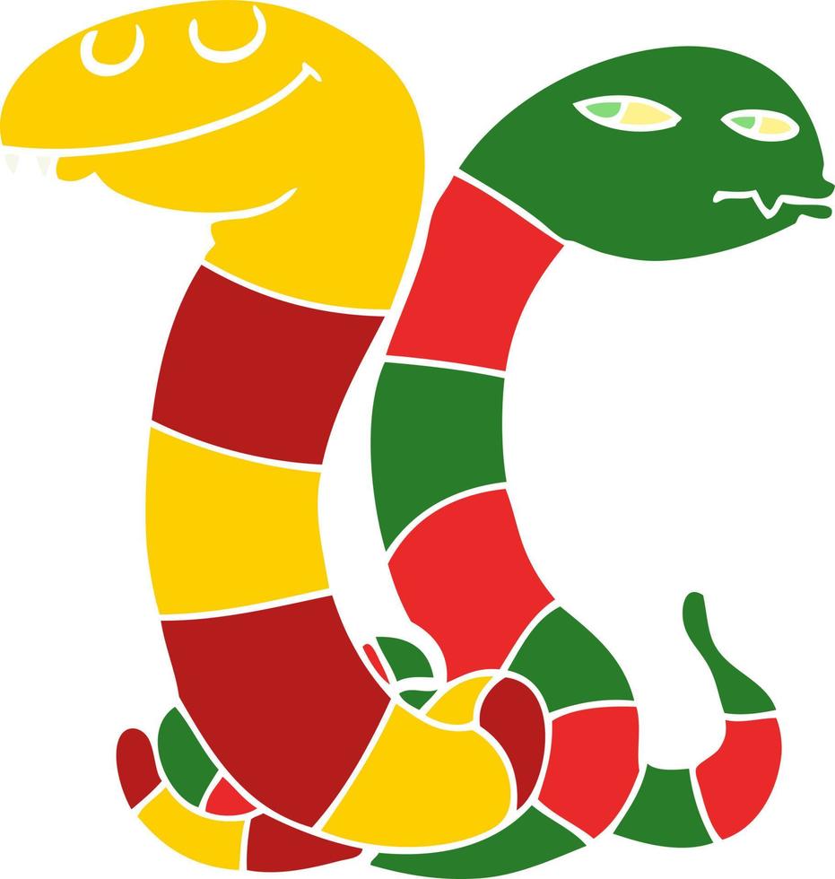 flat color style cartoon snakes vector