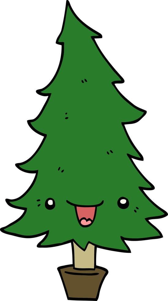 lindo árbol de navidad de dibujos animados vector