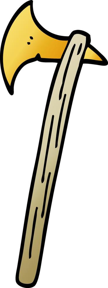 cartoon doodle golden large axe vector