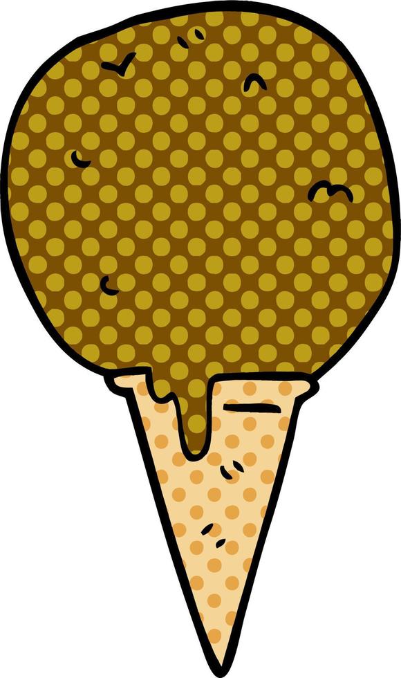 cono de helado de garabato de dibujos animados vector