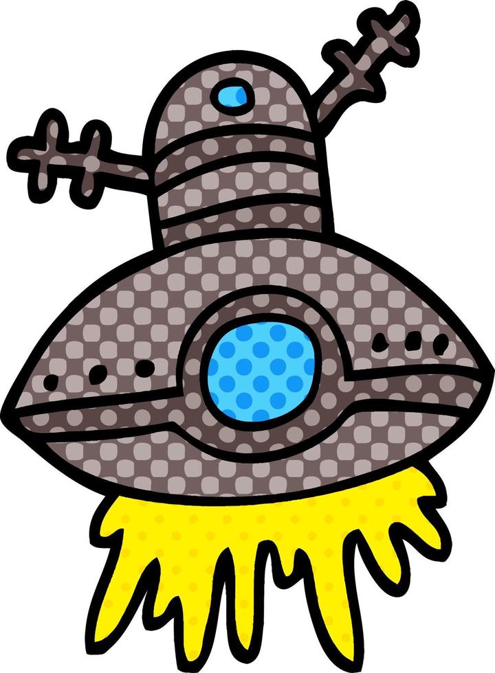 cartoon doodle alien spaceship vector