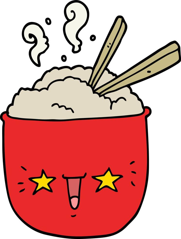 cartoon rice bowl with face vector