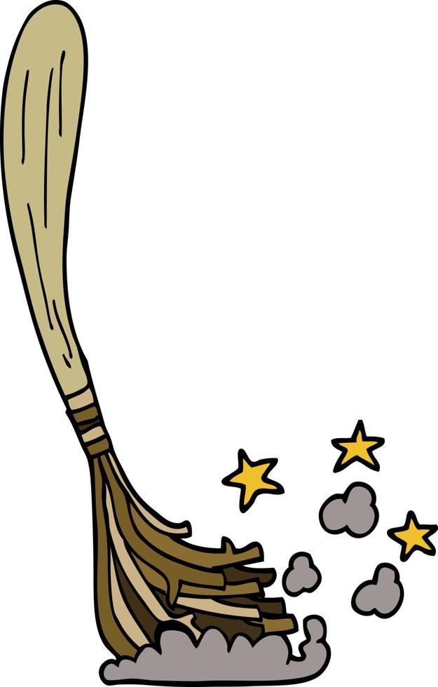 cartoon doodle magic broom sticks vector