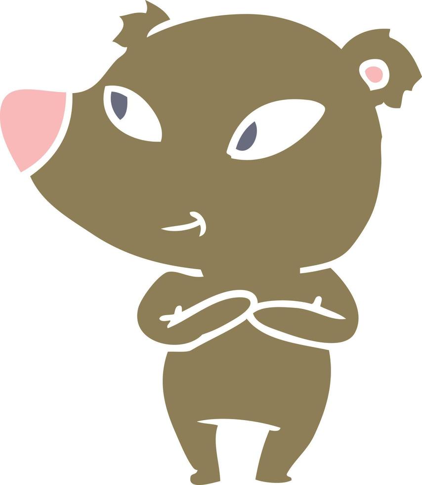 cute flat color style cartoon bear vector