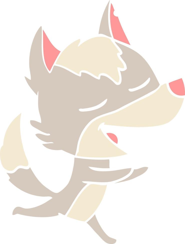 flat color style cartoon wolf laughing vector