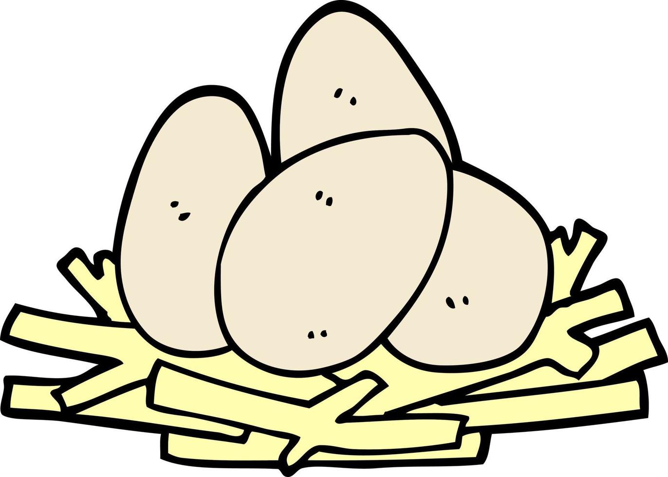 cartoon eggs in nest vector