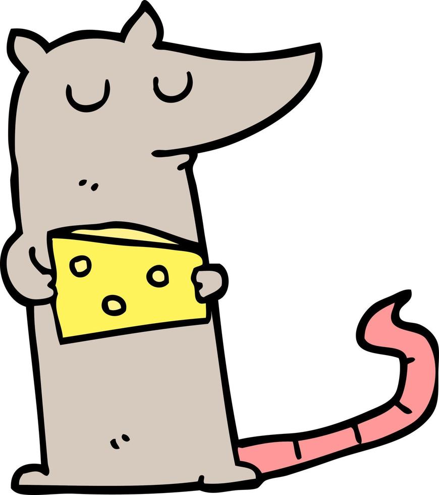 cartoon mouse with cheese vector