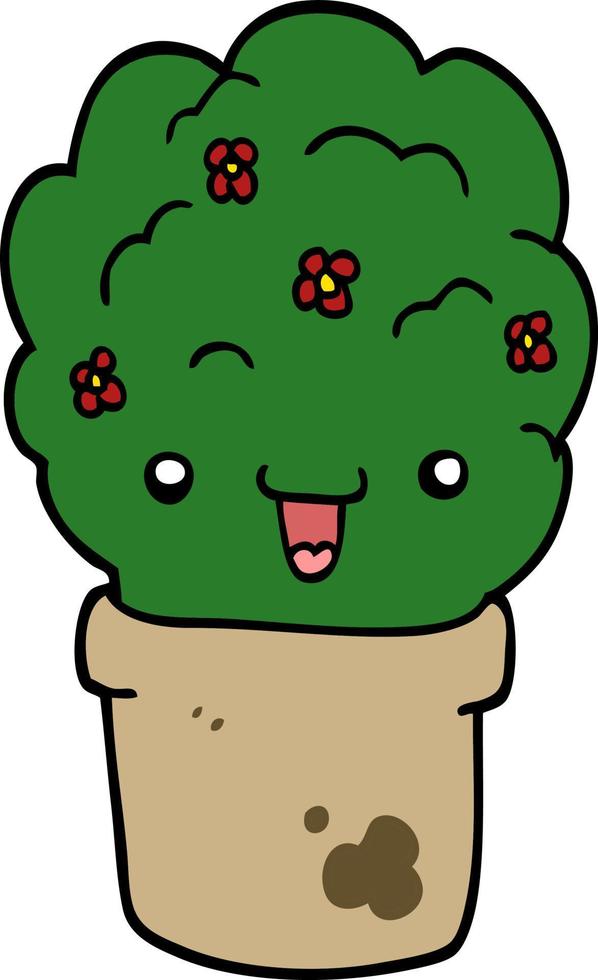 cartoon shrub in pot vector