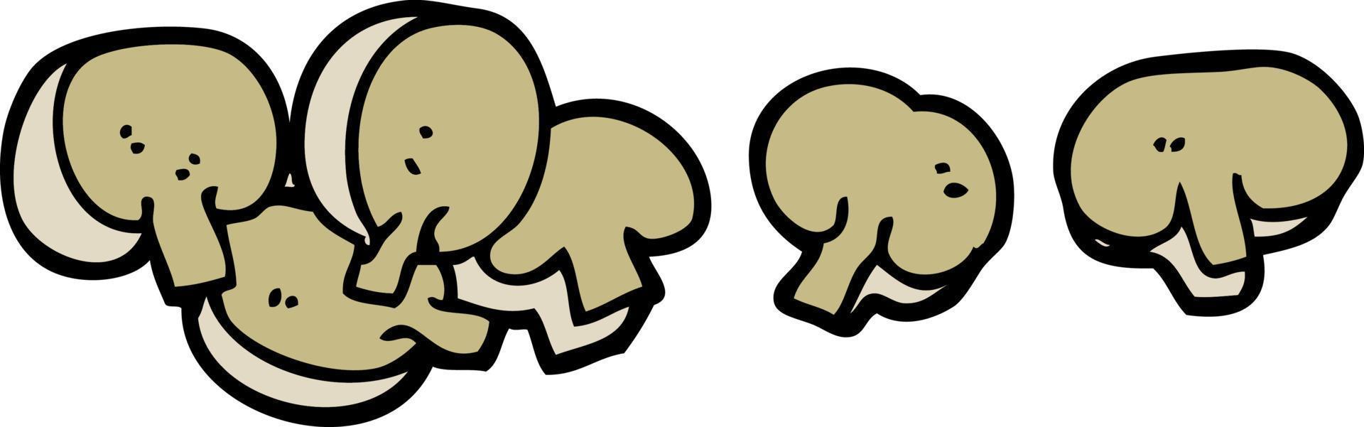 cartoon chopped mushrooms vector