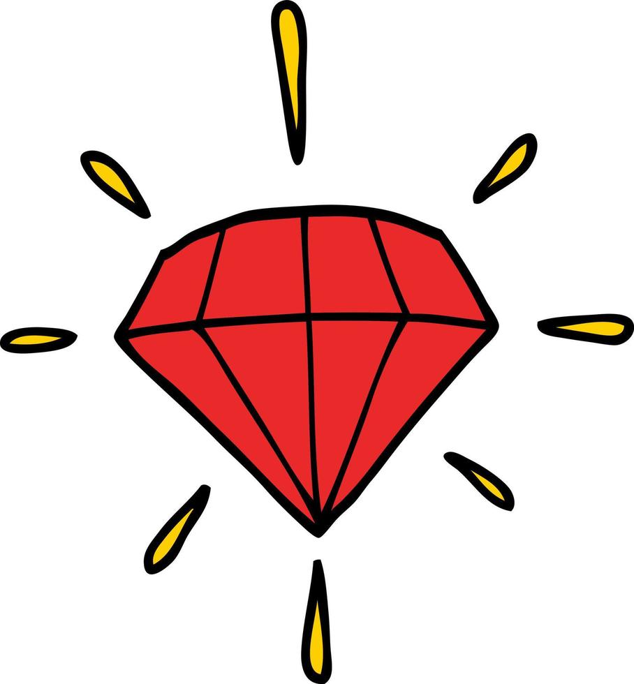 cartoon tattoo diamond vector