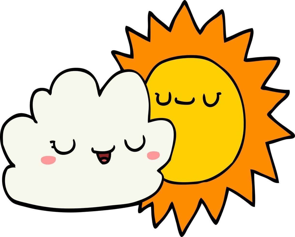 cartoon sun and cloud vector